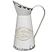 Fovasen Tall Französischer Stil Rustikale Shabby Chic Vase Verzinkte Primitive Vintage Vase Metallkrug Blumenvase Bauernhaus Country Krug Vasenhalter für Heimtextilien Weiß -11" H