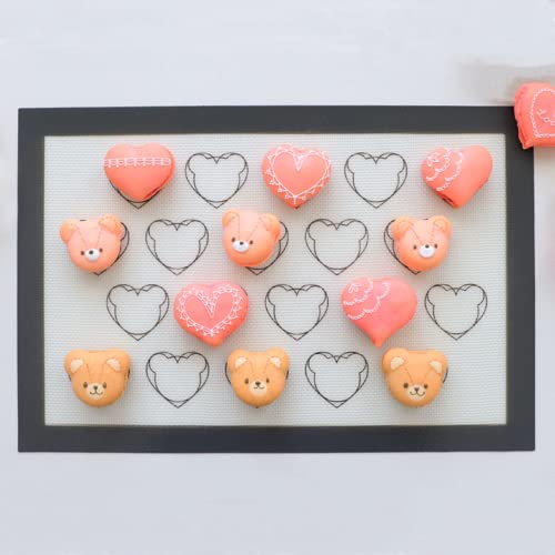Elesinsoz Nonstick Heart Bear Mickey Shape Macaron Silicone Baking Mat Mold Macaroon Template Tray Pan Cookie Sheet Liner For Oven Cake Pastry Decorating Supplies Half Sheet Reusable Food Safe #TOP5
