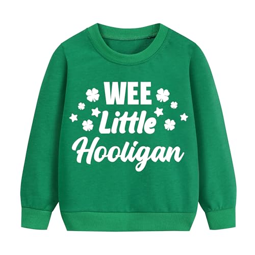 DDSOL Toddler Boys Girl St Patricks Day Sweatshirts Kids Irish Clover Shamrock Long Sleeve Green Shirt Tops Age 3-10 Years