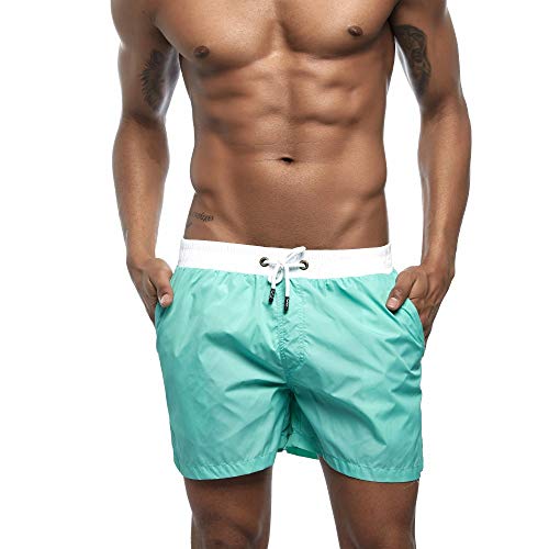DIOMOR Men's Swim Sport Drawstring Trunks Quick Dry Beach Surfing Running Swimming Shorts Carnival Light Blue