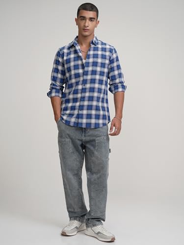 Image of Highlander Men's's Checked Casual Shirt | Slim Fit | Timeless Design | Breathable & Modern Appeal