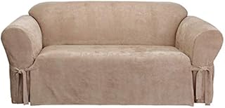 Sure Fit Soft Suede 1-Piece Sofa Slipcover, Taupe