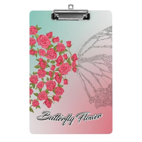 Planchettes à pince A4 rose papillon pour écrire debout sans table