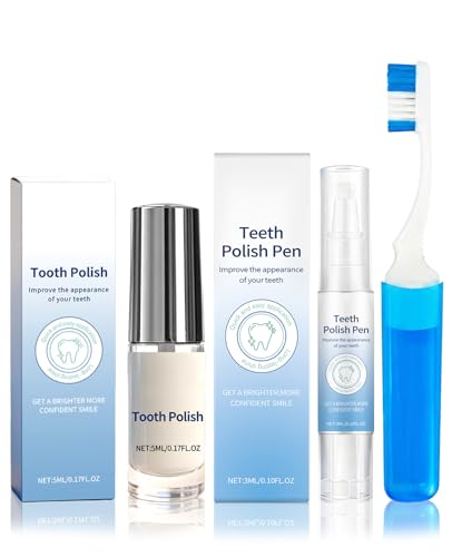 atnayo 2 Pcs Instant Whitening Tooth Paint with Teethbrush Portable White Teeth Enamel Polish for Regain Bright Smile