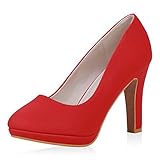  SCARPE VITA Damen Pumps High Heels Klassisch Absatzschuhe Leder-Optik Schuhe Stiletto Party Abendschuhe 193528 Rot Total 37