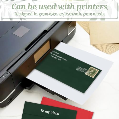 Image of Mulbozy 50Pcs #10 Red Green Envelopes Letter Size Windowless for Christmas