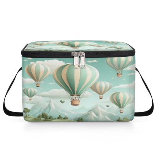 GzLeyigou Hot Air Balloons Lunch Bags for Women Men 9 Cans, Hot & Cold Food Delivery Bag Insulated Grocery Bag Insulated Lunch Box Cooler Bag for Office Work Picnic Beach