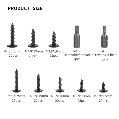 Vwoqiy 200 Pcs M4.8 M3.9 Self Tapping Screws for Wood Torx Flat Pan Head Self Drilling Screws - Image 2