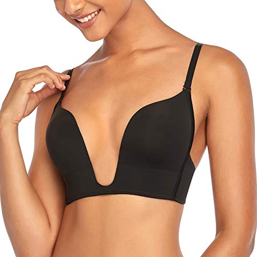 DotVol Reggiseno Donna Floreale Reggiseno con Ferretto Comfort Intimo Leggero Imbottito Profondo U Nero 3B