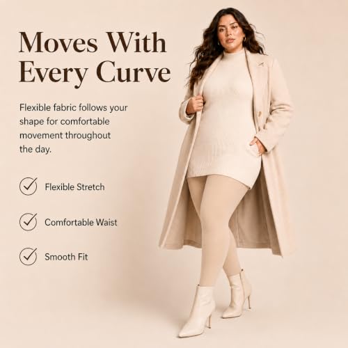 Image of DancMolly Plus Size Fleece Lined Tights Winter Warm Womens Tights, High Waisted Opaque Pantyhose