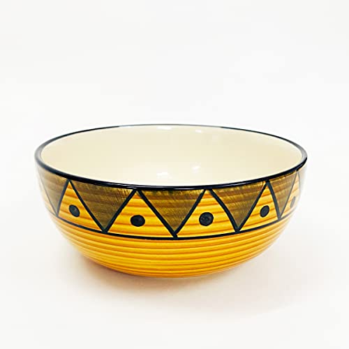 Platters™ Ceramic Serving Bowl Salad Bowl Mixing Bowl Bakeware Serveware Kitchenware 750ml Set of 1 Brown Yellow Design