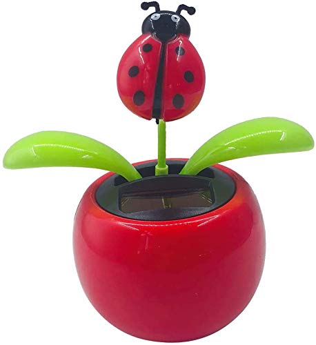 Taotenish Solar Powered Dancing Flower Swinging Animated Dancer Toy Car Decoration for Car Dashboard Office Desk Decoration - Ladybug