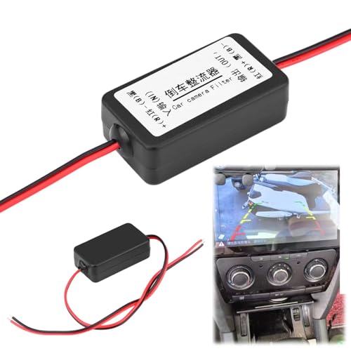 Tissting Filtro Rectificador 12V, Estabilizador de Voltaje y Filtro de Ruido para Cámara de Visión Trasera, Relé y Condensador para Coche, Compatible con Sistemas de 12V y 24V