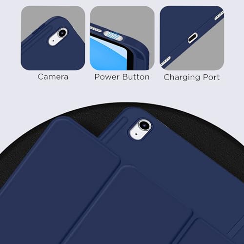 Image of TechTrendz Cover for iPad 11th Generation (A16) / 10th Gen with Right Side Pencil Holder, Auto Sleep Wake, Soft Back Trifold Case (2022 /2025) - Blue