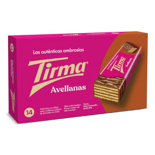 Tirma Ambrosía de Barquillo con Crema de Avellanas y Chocolate con Leche 301g | Snack Dulce Canario | Chocolatinas Individuales | Ideal para regalar| 14 Unidades