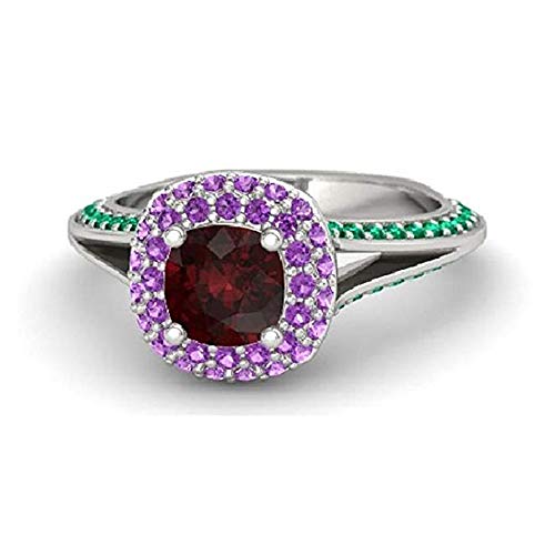 Awesome 18k White Gold Plated Multi-Color Stone Ariel Princess Engagement Ring for Women's