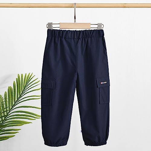 Toddler Summer Girls Boys Trousers Printed Fashion Cargo Pants for Children Clothes Athletic Pants Boys Dark Blue3