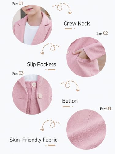 Image of Batermoon Girls Blazer Lapel Long Sleeve Blazer and Pants Set | 2 Piece Outfits Button Front Blazer and Short Pants Suit Sets 4-14 Years