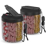 HIONXMGA Große Supplement-Organizer-Flasche, Schwarz und Schwarz