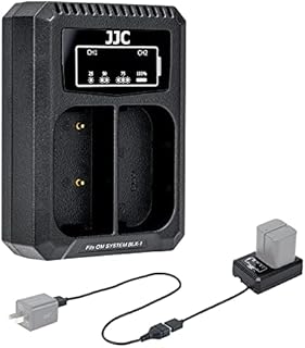 JJC USB Dual Battery Charger for Olympus OM SYSTEM OM-1 Mirrorless Camera & BLX-1 Lithium-ion Battery, Replaces Olympus BCX-1 Lithium-ion Battery Chargers