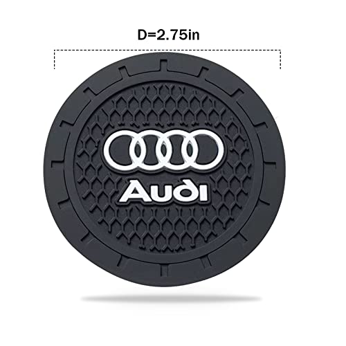 Image of Car Cup Holder Coaster for Audi Recessed Silicone Cupholder Coaster Interior Accessories 2.75in 2Pack Black