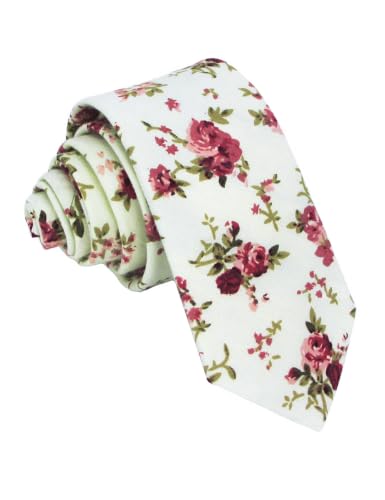 Image of Kebocis Mens Skinny Cotton Floral Tie for Men