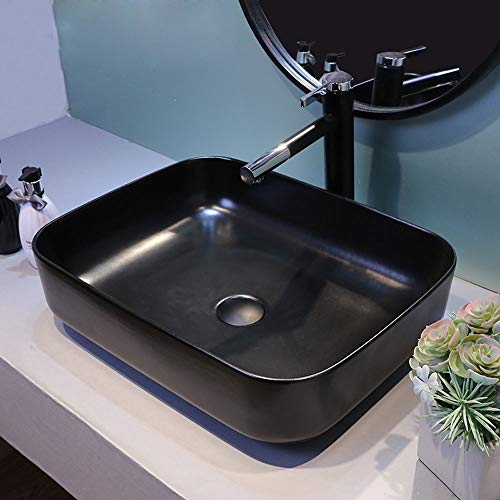 Lavabo rectangulaire simple Noir compact résistant aux rayures pour petite vasque - 2