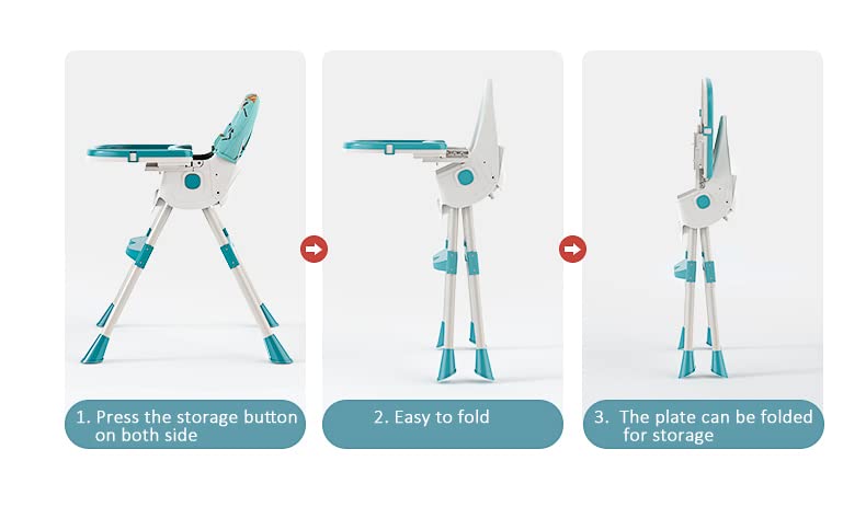 StarAndDaisy-Folding-Baby-High-Chair-Recline-Highchair-Height-Adjustable-Feeding-Seat-Wheels-Upgraded-Version-with-Wheel-and-PU-Cushion-pad-Deep-Sea-Blue