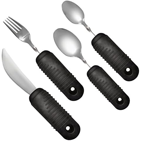 Easy Grip Utensil Set with Weighted Built-up Handles Cover