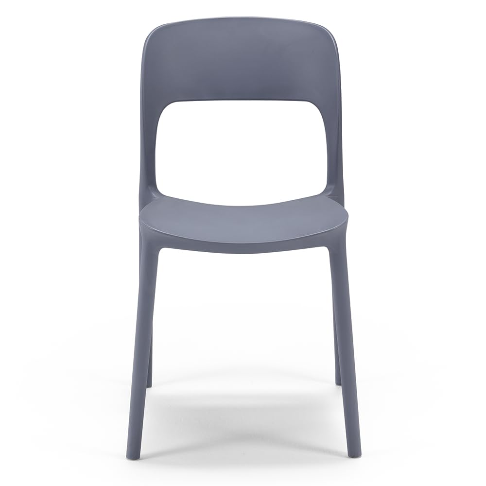 REDÒKASA Set di 4 Sedie in polipropilene KATE, impilabile, resistente ai raggi UV, design moderno, ideale per sala da pranzo, cucina, sala d’attesa, bar, ristoranti o da esterno (Grigio Asfalto)