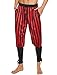 Mens Vintage Striped Pirate Pants Costume, Halloween Medieval Ankle Banded Pants, Renaissance Gothic Viking Navigator Trousers (L,Black-Red)
