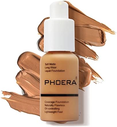PHOERA Foundation Makeup Naturally Liquid Foundation Full Coverage Mattle Oil-Control Concealer 8 Colors Optional,Great Choice For Gift (#106 Warm Sun,30ml)