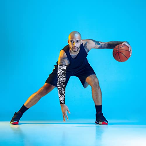 Stromguard Compression Sports Arm Sleeve Digital Camo Baseball Football Basketball - (One Arm Sleeve) (Adult Small, #1 - Black-Gray-White) #TOP4