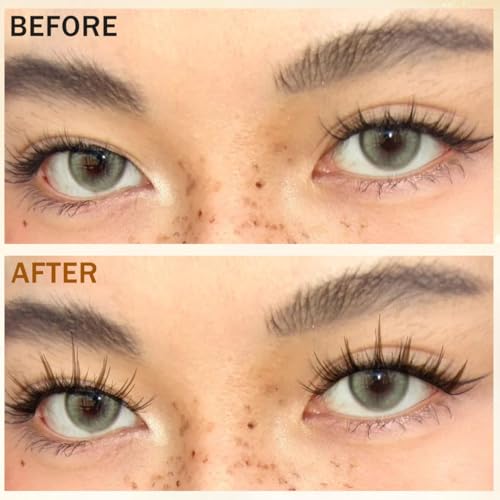Image of MAYCREATE 10 Pairs Brown Lashes Natural Light Brown False Eyelashes Clear Band Faux 3D Mink False Eyelashes Natural Looking Fluffy Cat Eye Wispy Strip Lashes