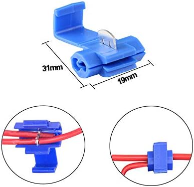 QitinDasen 50Pcs Scotch Lock Wire Connectors Set, Quick Splice Connector Terminals, Electrical Wire Splice Connectors, Quick Connector Branch Connector (25Pcs Red, 25Pcs Blue)