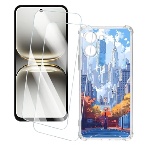 OAGELIM 2�Z�b�g �X�N���[���v���e�N�^�[ + �P�[�X Tecno Spark Go 3 4G 2026 (6.74 �C���`) �Ƃ̌݊������� �A�[�e�B�X�e�B�b�N�J�X�^���v�����g�J�o�[�Ƌ����K���X�t�B���� �X�N���b�`�h�~ (�X)