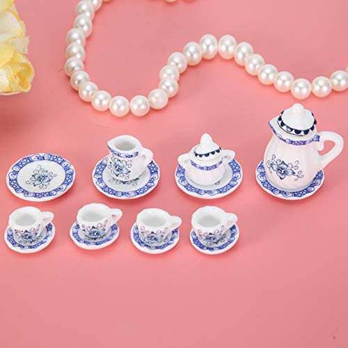 1:12 Puppenhaus Zubehör, 15 stücke Mini Porzellan Blume Teetasse Set Puppenhaus Dekor Küche Miniatur Simulation Möbel… – Bild 5