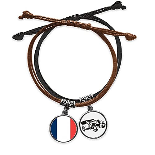 Bracelet drapeau France en cuir ajustable idéal pour supporter votre équipe au quotidien