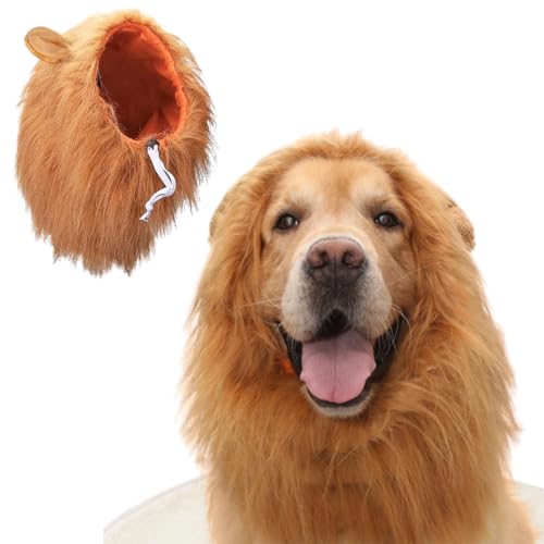 Juba de leão para cães, fantasias realistas de peruca de leão para cães, fantasias de Halloween, fes