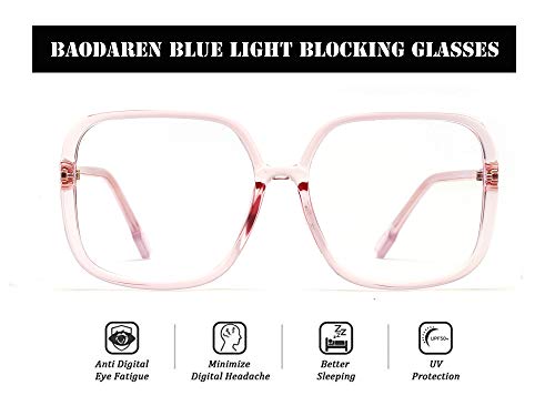 Image of Blue Light Blocking Glasses Oversized Square Frame Women /Men Anti Eyestrain Computer Eyeglasses L3000A