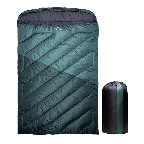 Teton Mammoth Queen Size Double Sleeping Bag- A Warm Bag the Whole Family can Enjoy – Great for Camping, Hunting and Base Camp. Compression Sack Included