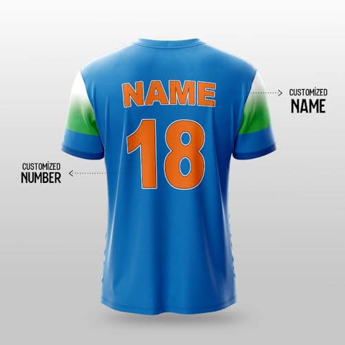 Image of YOURJERSEY Indian ODI Cricket Jersey 2024-25 | Personalized with Name & Number | Blue Team India Jersey for Kids, Men & Women | Sizes 2Y Kid to 4XL