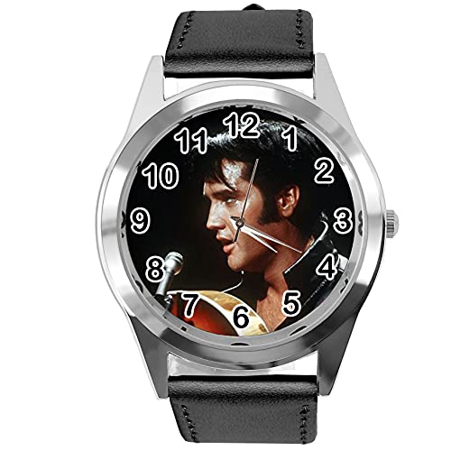 TAPORT Black Leather Round Watch for Rock and ROLL Fans E2