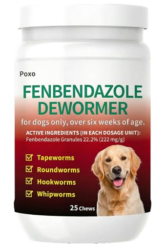Dog Dewormer with Fenbendazole for Dogs Broad-Spectrum Safe for Puppies 6 Weeks & Older 25 Chews