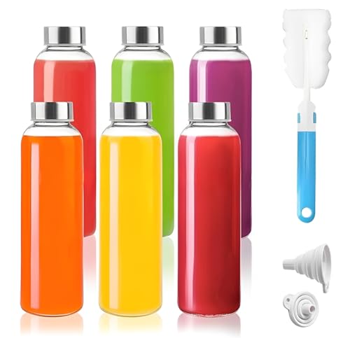 Consejos para Comprar Botellas los más recomendados. 46 Juego de 6 Botellas de Vidrio con Tapa Hermética de Acero Inoxidable 500 ml, Botellas de Agua de Vidrio Transparente, Botellas Reutilizables para Jugos y Refrigerador, a Prueba de...
