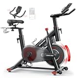 Burever Heimtrainer Fahrrad mit App, Touch-Drehregler, Hometrainer Fahrrad mit Flüsterleise, Spinning Bike Indoor mit Verstellbarem Widerstand, 15KG Schwungrad, Bis 170KG