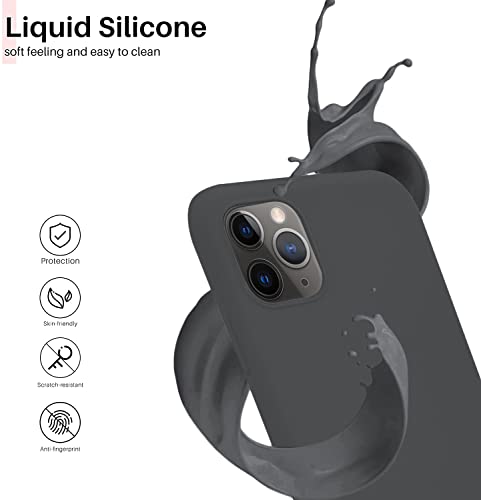 Image of DIZORO Microfiber Candy Case Compatible for iPhone 11 Pro Max Smooth Touch Cushion Liquid Soft Silicone Gel Rubber Phone Cases Non-Slip Full Body Protective Shockproof Back Cover| (Space Grey)