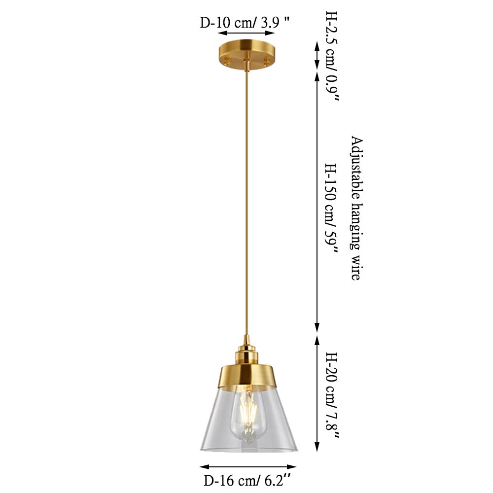 E27 Tout en cuivre Nordic Kitchen Island Lampe à suspension en verre à tête unique Simple Moderne Chambre Chevet Lampe suspendue Restaurant Bar Café Plafond Lustre Ligne de suspension réglable It's so