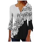 3/4 Length Sleeve Women's Top Round Neck Casual Womens Flowy Summer Tops Fashion Dressy Pullover