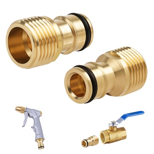 NUTKIT Tubería de Agua con Rosca Macho de 1/2 Conector, 2PCS Grifo de Manguera Universal de Cobre Adaptador,Acoplamiento Rápido, Adaptador de Manguera for Riego por Goteo de Jardín y Lavado de Auto